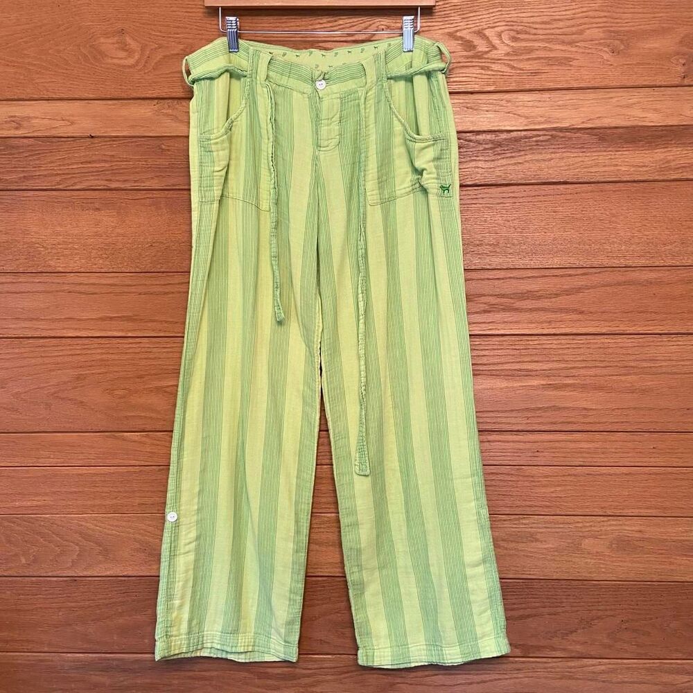 Vintage Y2K Pink Victoria's Secret green striped cotton pajama pants